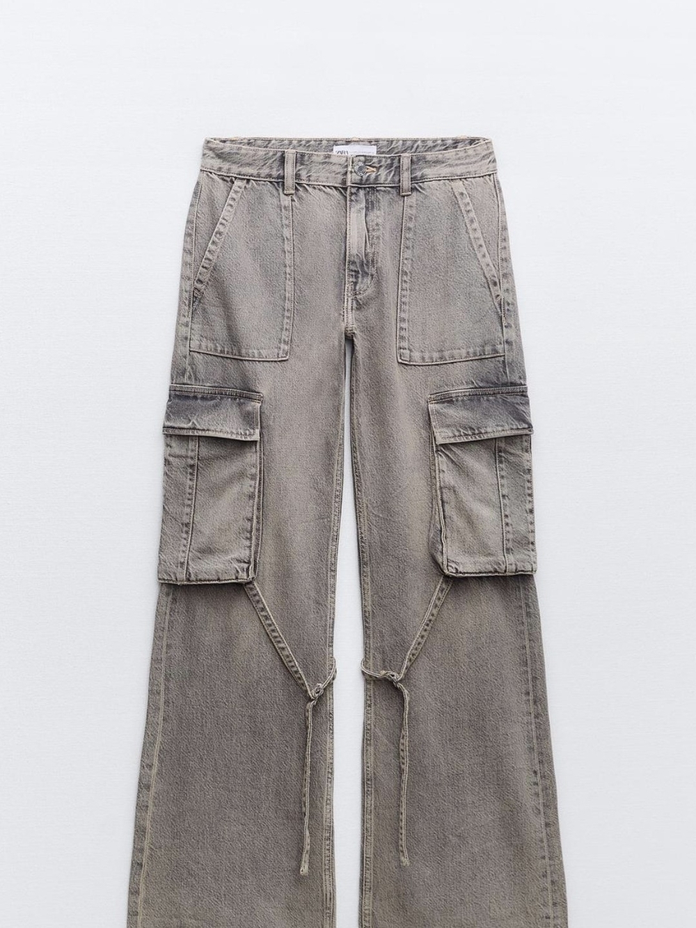 Zara Taupe Wide-Leg Cargo Jeans